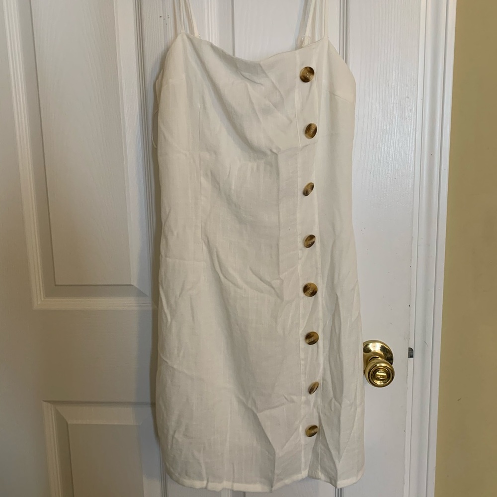 Nasty Gal White Linen Mini Dress